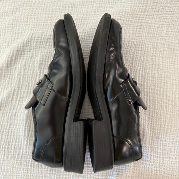 Skechers Slip On Loafer Size 13 Black Leather Silver Metal Rubber Sole - Picture 5 of 13